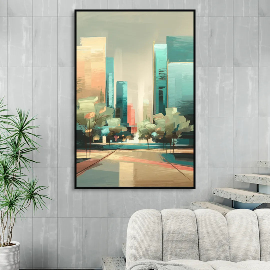 Dallas Arts District Sitting Room - Black Canvas Wall Art