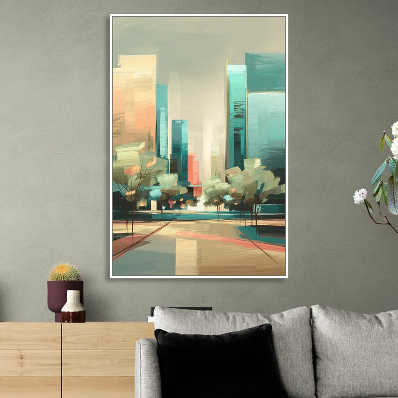 Dallas Arts District Living Room - White Canvas Wall Art