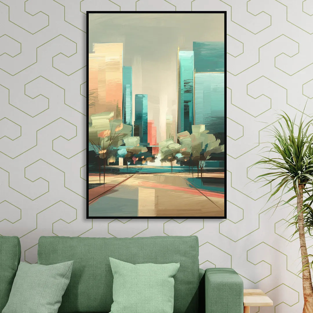 Dallas Arts District Living Room - Black Canvas Wall Art