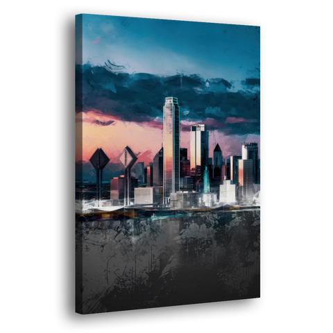 Dallas Cityscape Panorama - Canvas Wall Art - Side