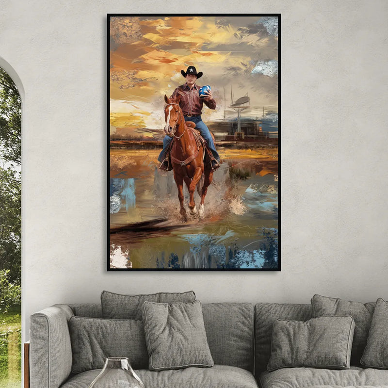 Dallas Cowboy Culture Sitting Room - Black Canvas Wall Art