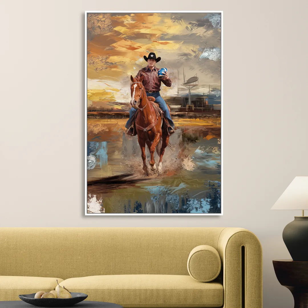 Dallas Cowboy Culture Sitting Room - White Canvas Wall Art