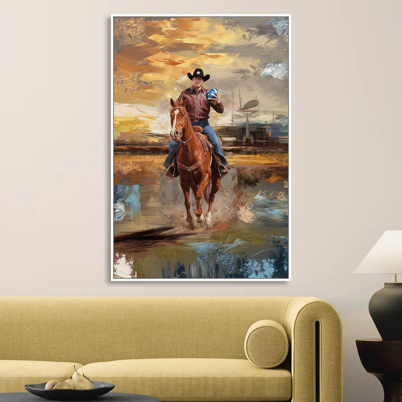 Dallas Cowboy Culture Sitting Room - White Canvas Wall Art