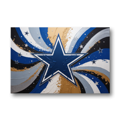 Dallas Cowboys Abstraction Energetic Team Spirit in Blue  Silver - Canvas Wall Art - Front