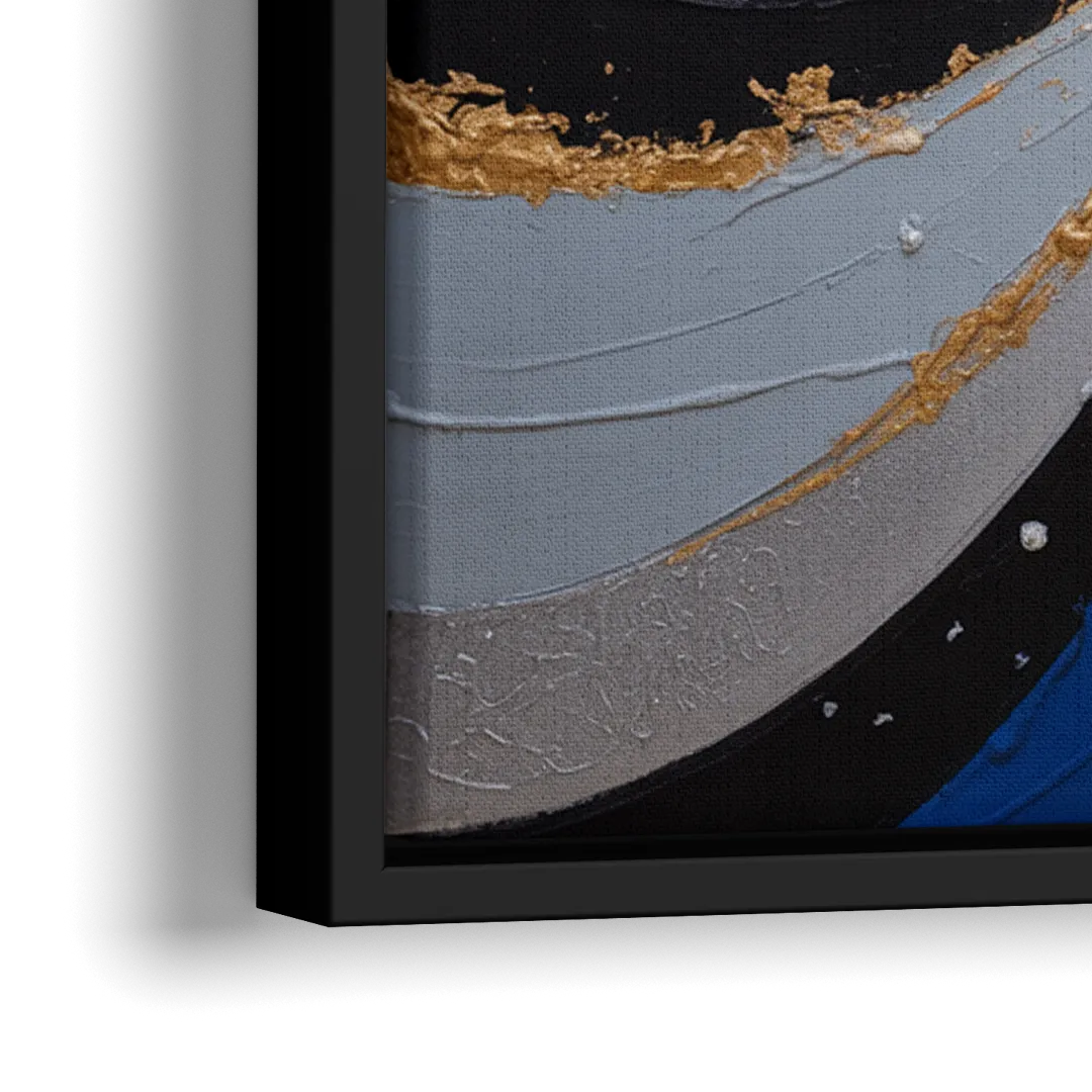 Dallas Cowboys Abstraction Energetic Team Spirit in Blue  Silver - Close-Up Black Frame Canvas