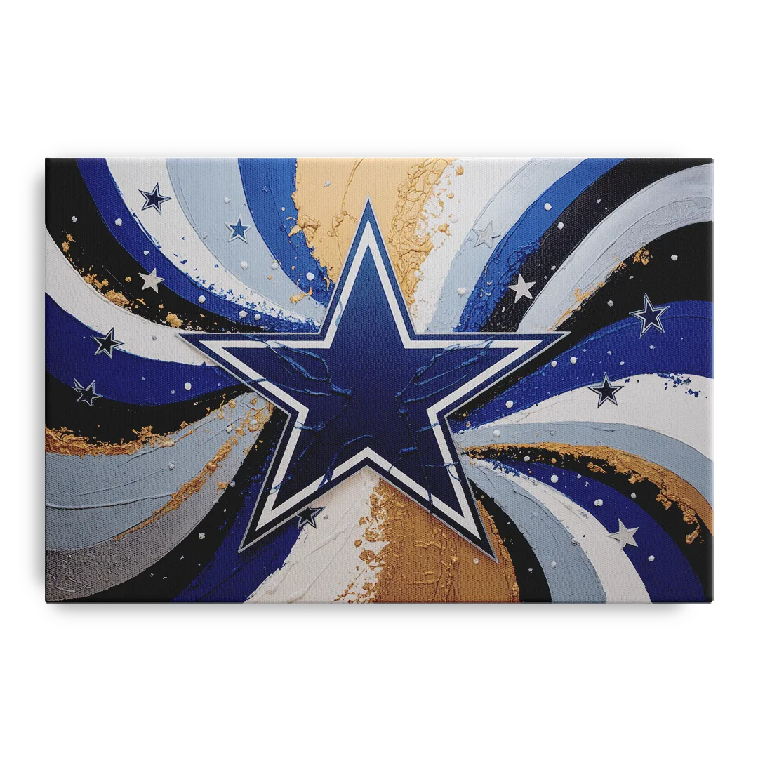 Dallas Cowboys Abstraction Energetic Team Spirit in Blue  Silver Front - Canvas Wall Art