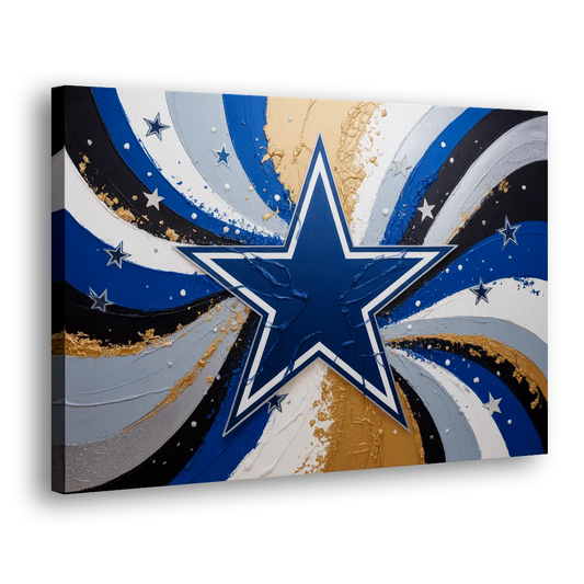 Dallas Cowboys Abstraction Energetic Team Spirit in Blue  Silver Side - Canvas Wall Art