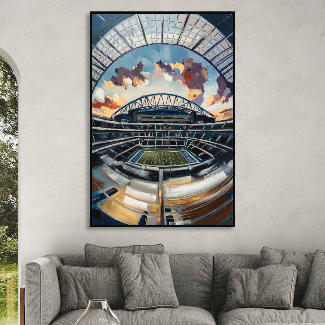 Dallas Cowboys Stadium Living Room - Black Canvas Wall Art