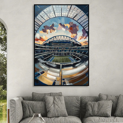 Dallas Cowboys Stadium Living Room - Black Canvas Wall Art