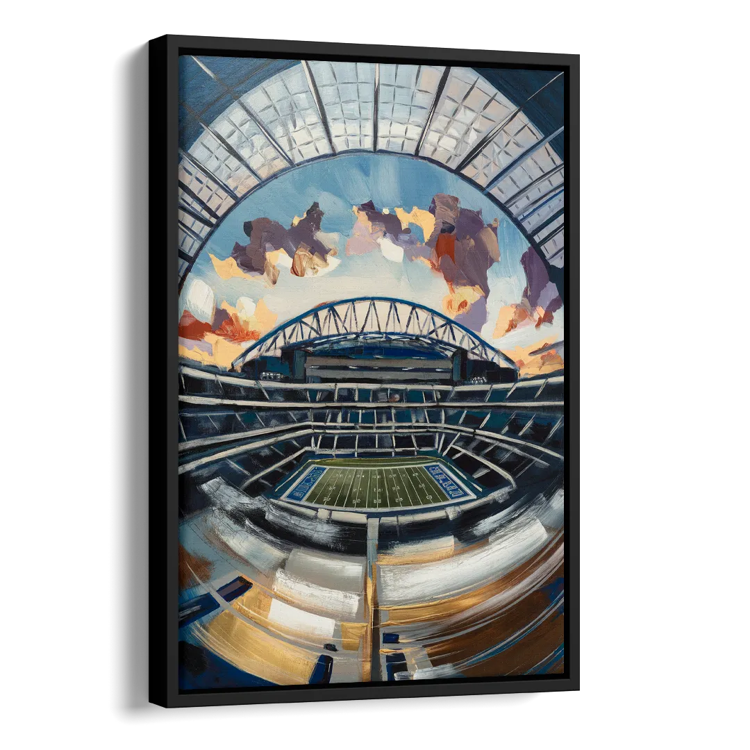 Dallas Cowboys Stadium Side - Black Canvas Wall Art