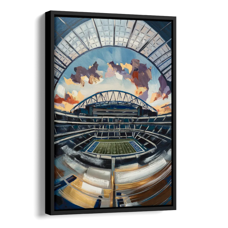 Dallas Cowboys Stadium Side - Black Canvas Wall Art