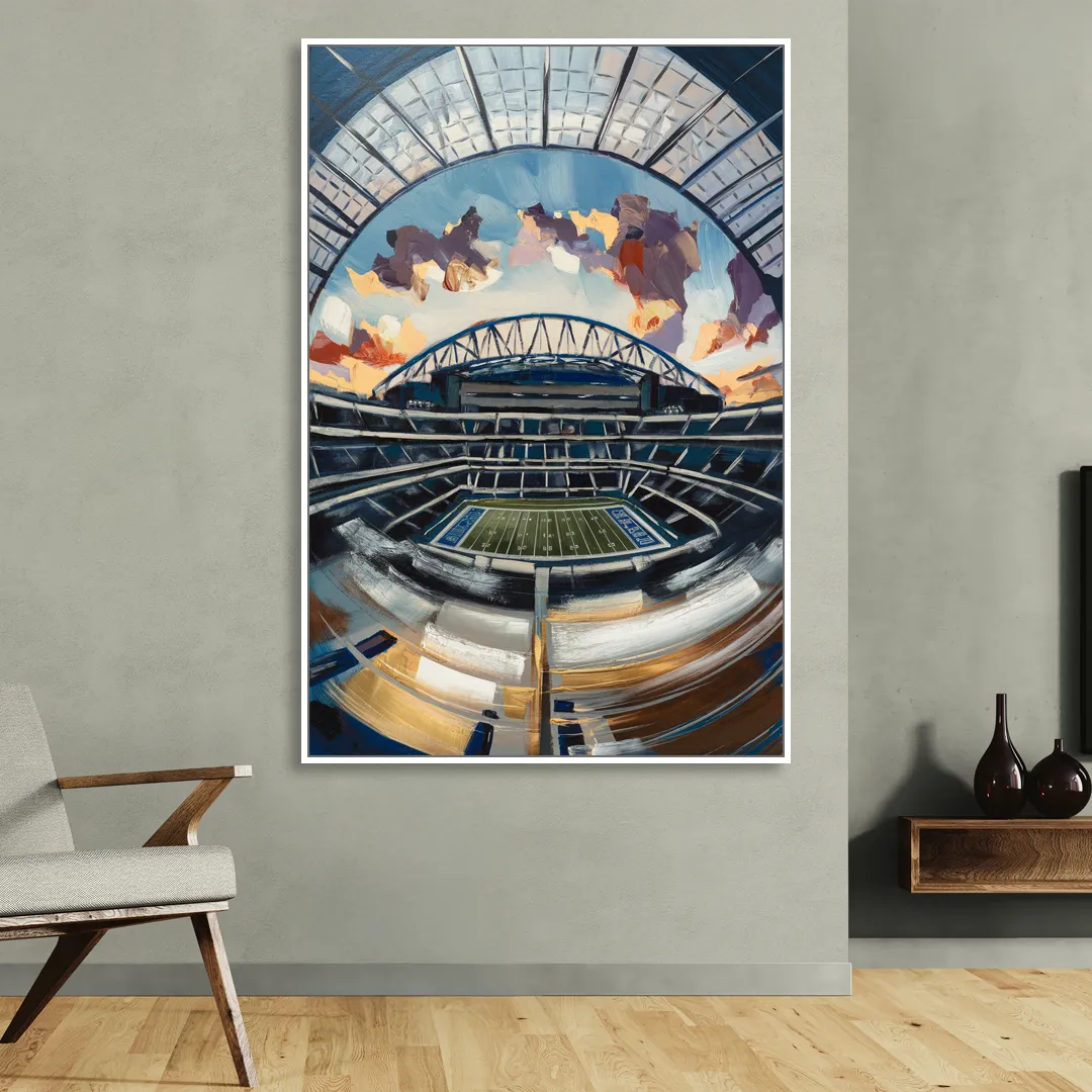 Dallas Cowboys Stadium Sitting Room - White Canvas Wall Art