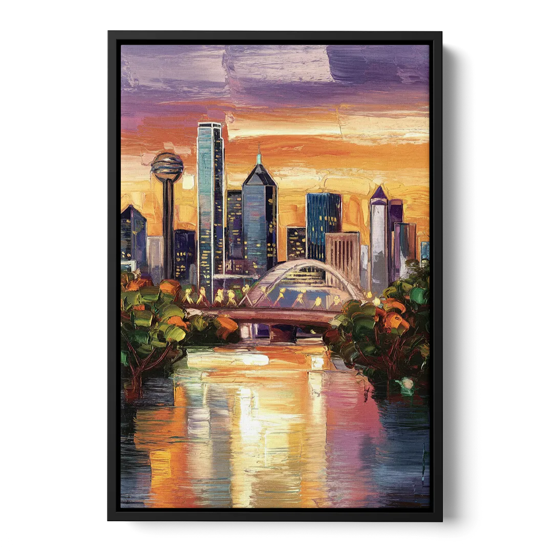 Dallas Cultural Heritage Front - Black Canvas Wall Art