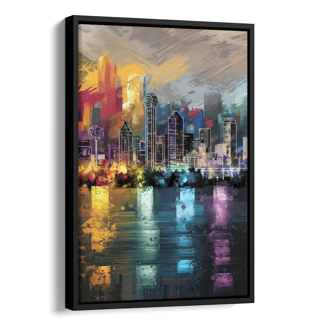 Dallas Design District Side - Black Canvas Wall Art