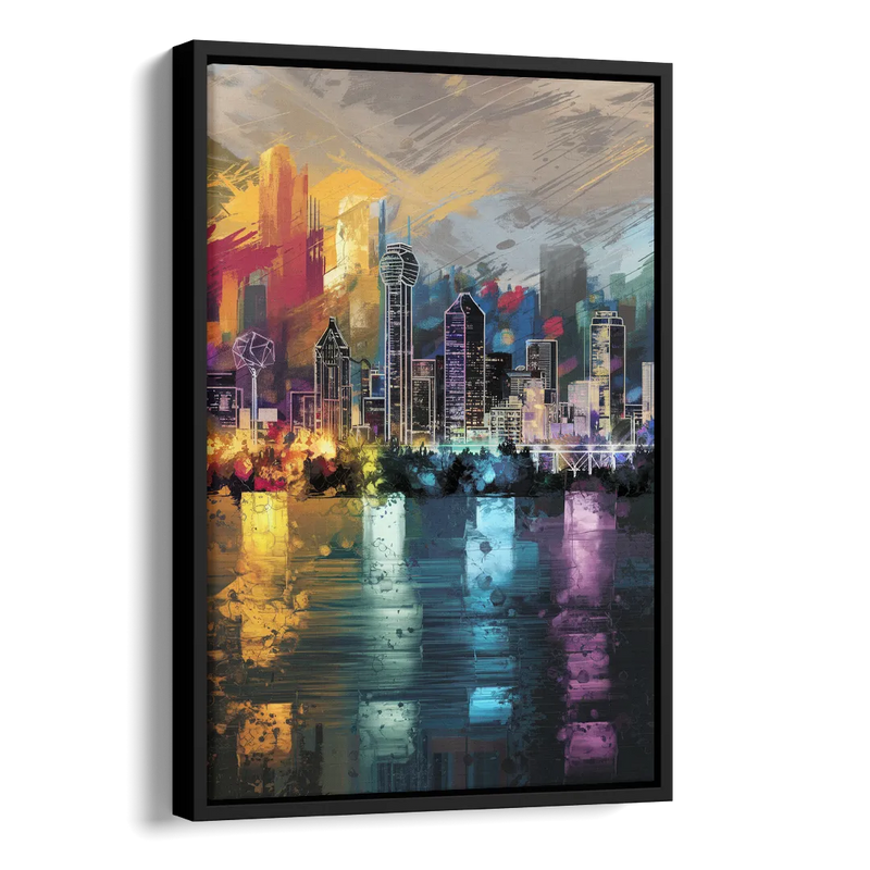 Dallas Design District Side - Black Canvas Wall Art