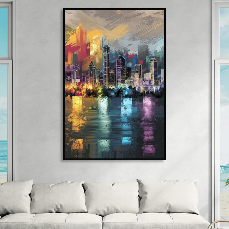Dallas Design District Living Room - Black Canvas Wall Art
