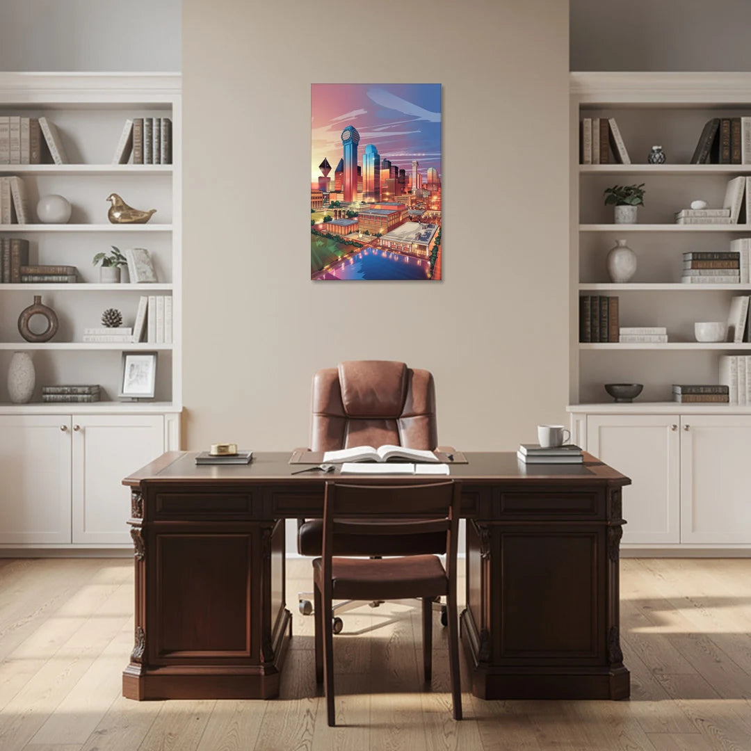 Dallas Downtown Views - Canvas Wall Art - Office - 24x36