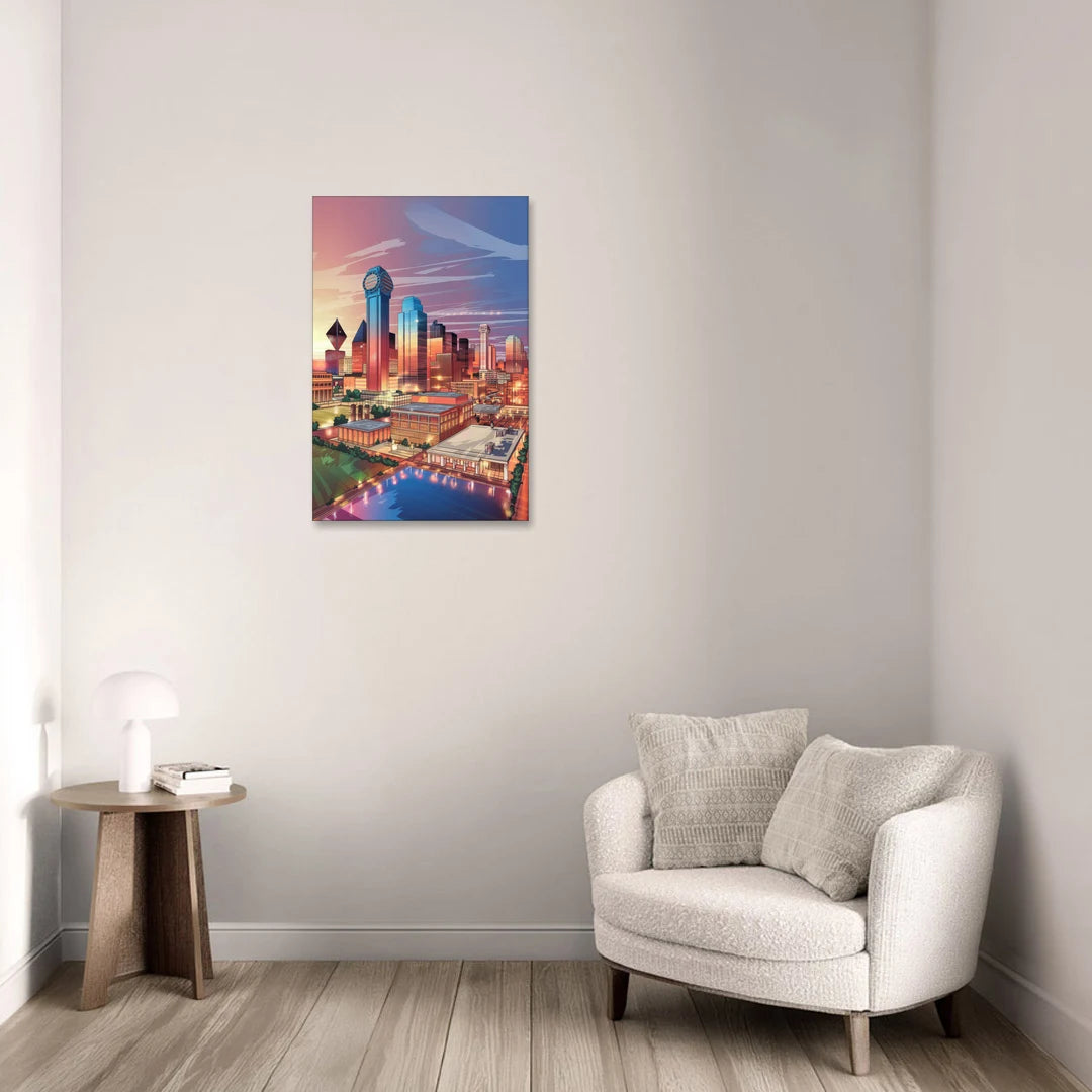 Dallas Downtown Views - Canvas Wall Art - Sofa - 20x30