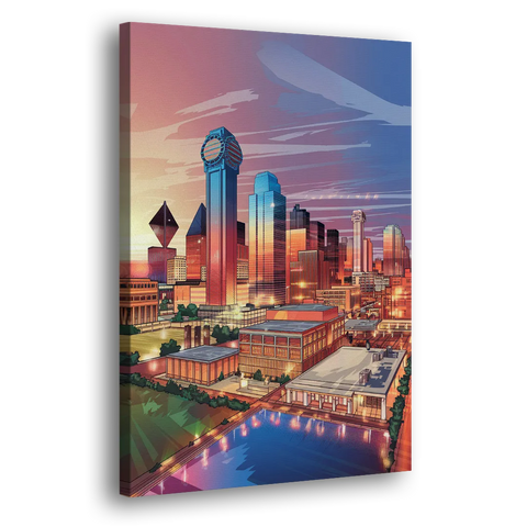 Dallas Downtown Views - Canvas Wall Art
