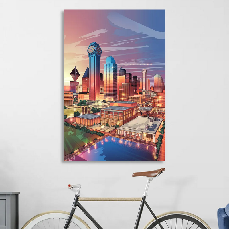Dallas Downtown Views Sitting Room - Canvas Wall Art