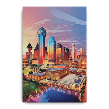 Dallas Downtown Views Front - Canvas Wall Art