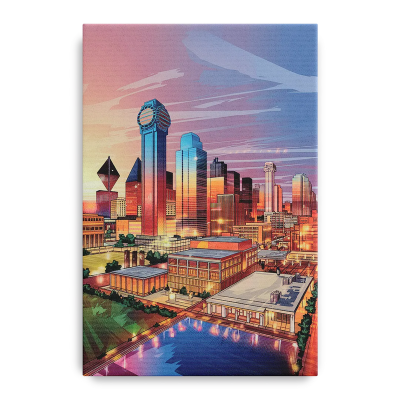 Dallas Downtown Views Front - Canvas Wall Art