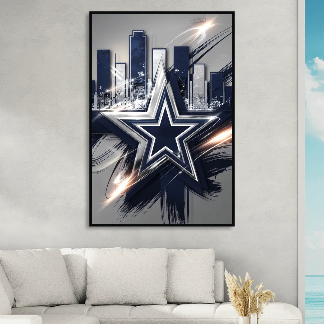 Dallas FC Team Spirit Living Room - Black Canvas Wall Art