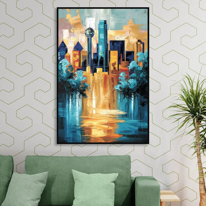 Dallas Historic Landmarks Living Room - Black Canvas Wall Art