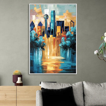 Dallas Historic Landmarks Living Room - White Canvas Wall Art