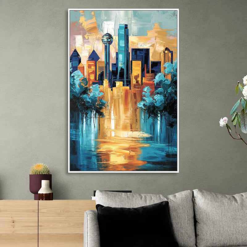 Dallas Historic Landmarks Living Room - White Canvas Wall Art