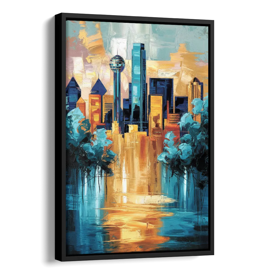 Dallas Historic Landmarks Side - Black Canvas Wall Art