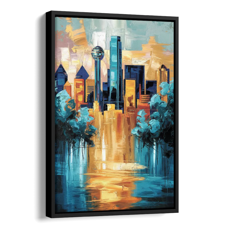 Dallas Historic Landmarks Side - Black Canvas Wall Art