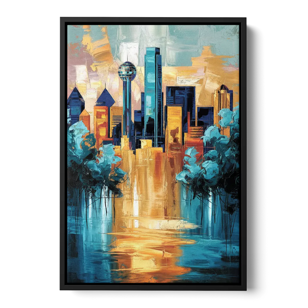 Dallas Historic Landmarks Front - Black Canvas Wall Art