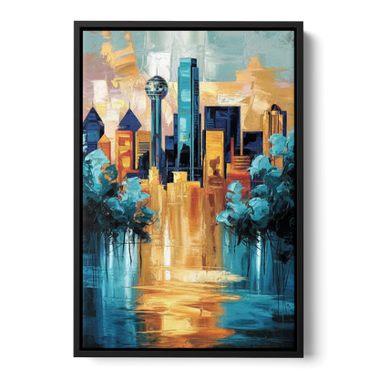 Dallas Historic Landmarks Front - Black Canvas Wall Art