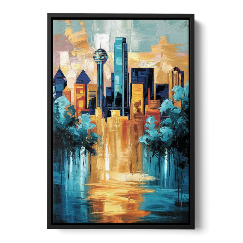 Dallas Historic Landmarks Front - Black Canvas Wall Art