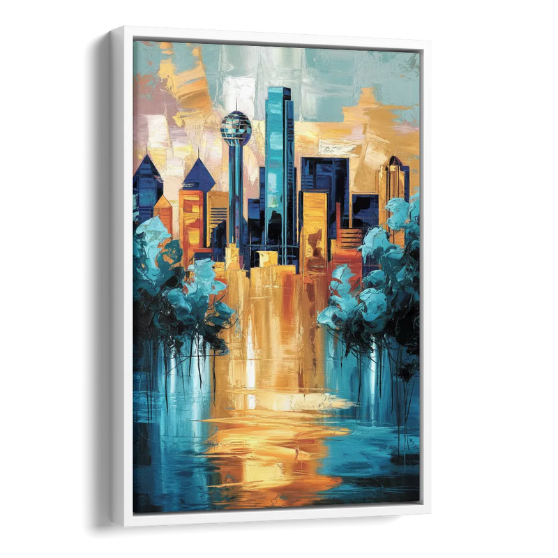 Dallas Historic Landmarks Side - White Canvas Wall Art