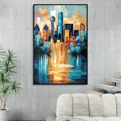 Dallas Historic Landmarks Sitting Room - Black Canvas Wall Art