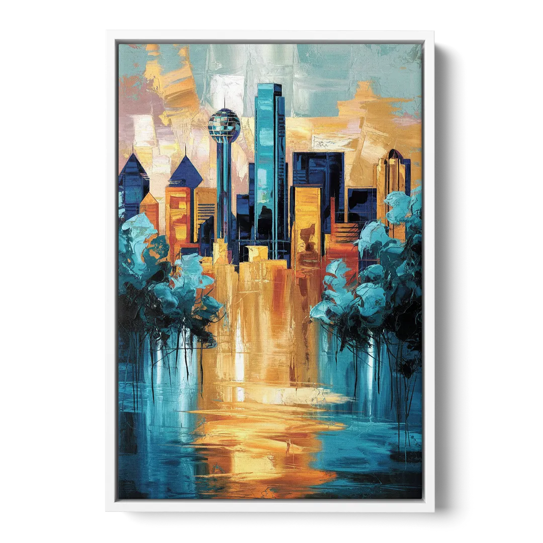 Dallas Historic Landmarks Front - White Canvas Wall Art