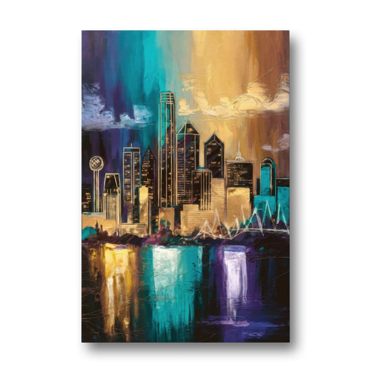 Dallas Iconic Skyline - Canvas Wall Art - Front