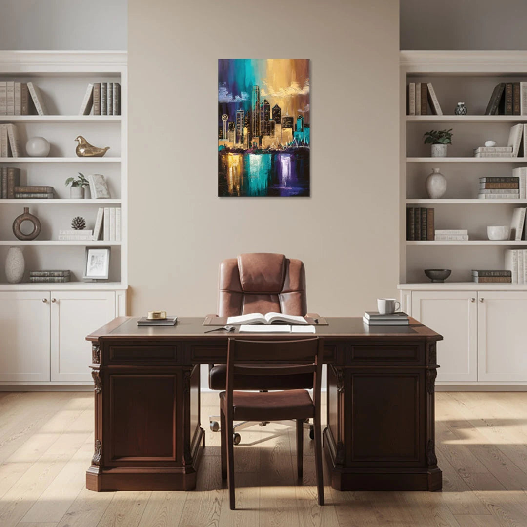Dallas Iconic Skyline - Canvas Wall Art - Office - 24x36