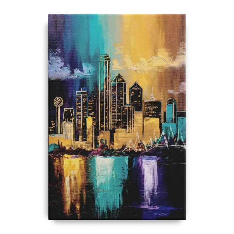 Dallas Iconic Skyline Front - Canvas Wall Art