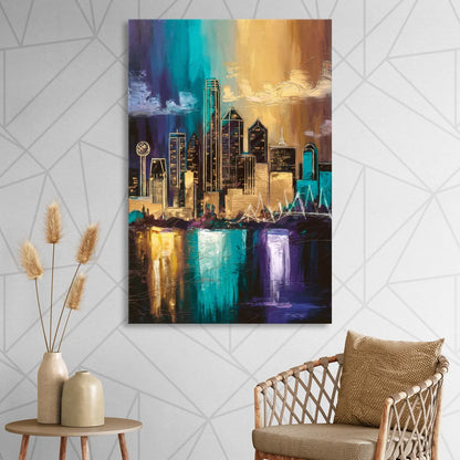 Dallas Iconic Skyline Sitting Room - Canvas Wall Art