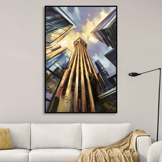 Dallas Modern Architecture Living Room - Black Canvas Wall Art