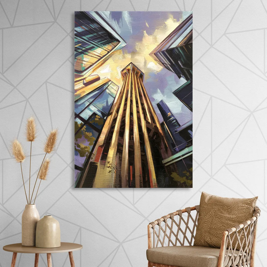 Dallas Modern Architecture Living Room - Canvas Wall Art