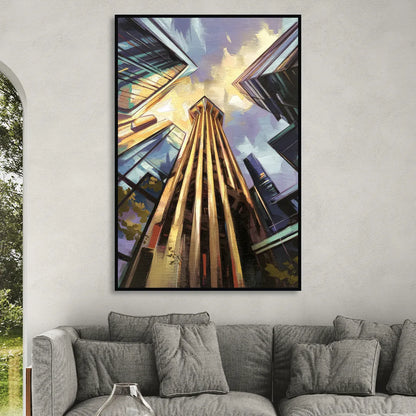 Dallas Modern Architecture Sitting Room - Black Canvas Wall Art