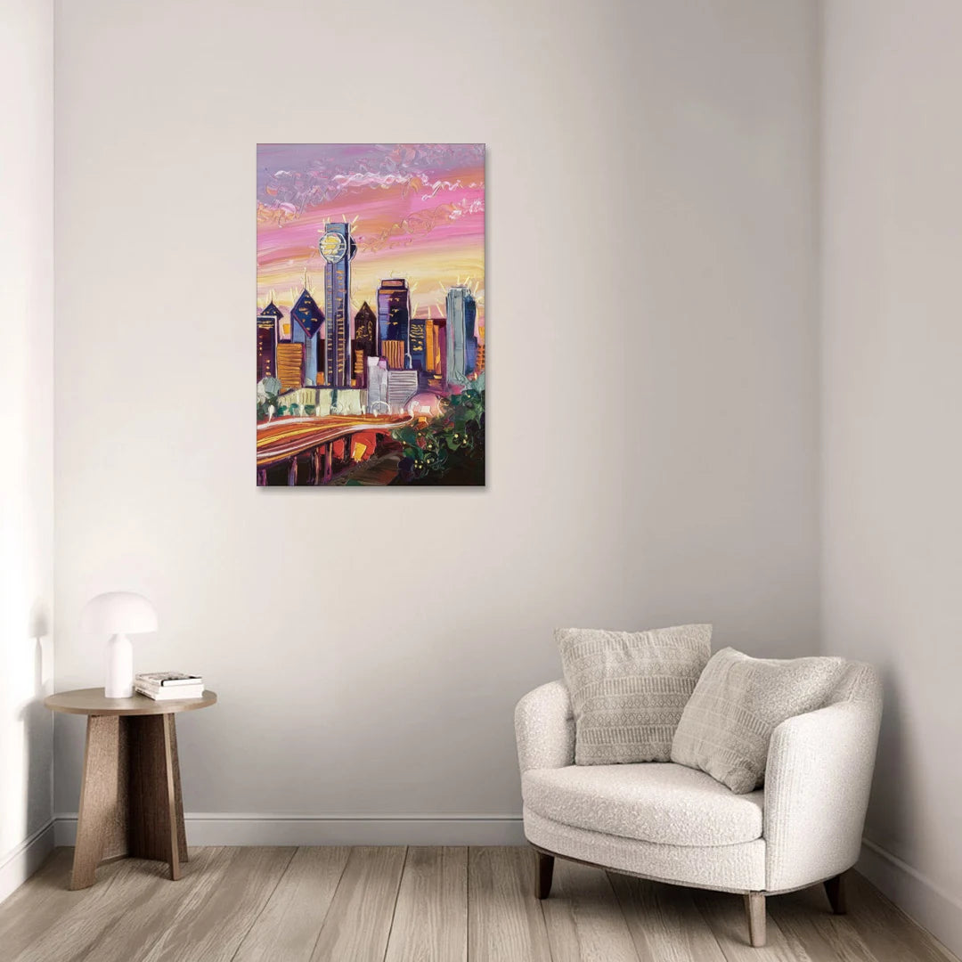Dallas Neighborhood Charm - Canvas Wall Art - Sofa - 24x36