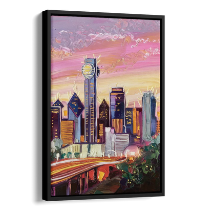 Dallas Neighborhood Charm Side - Black Canvas Wall Art