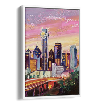 Dallas Neighborhood Charm Side - White Canvas Wall Art