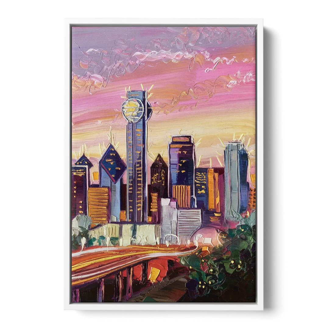 Dallas Neighborhood Charm Front - White Canvas Wall Art