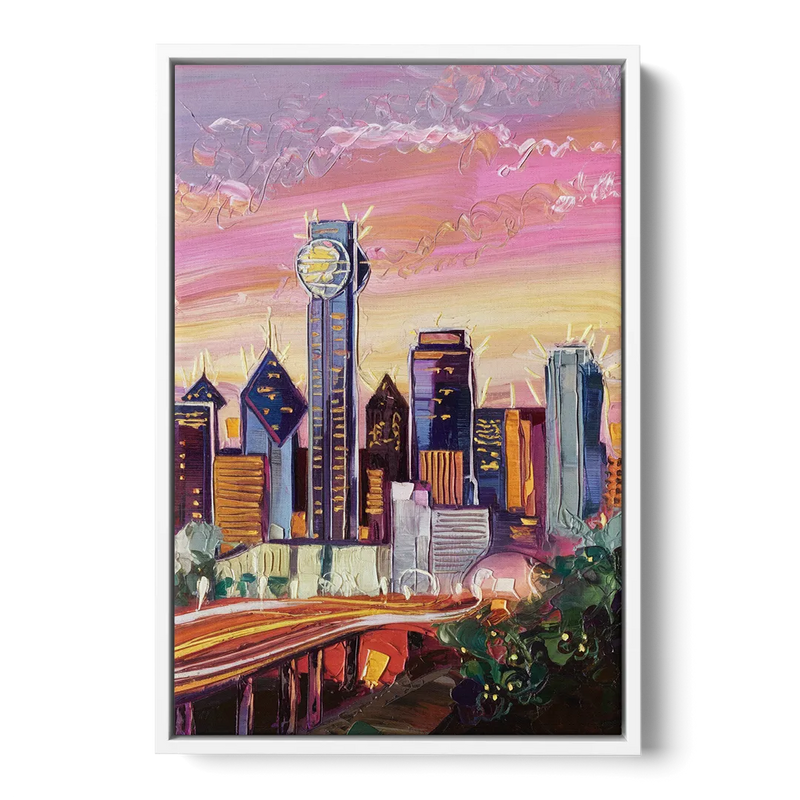 Dallas Neighborhood Charm Front - White Canvas Wall Art